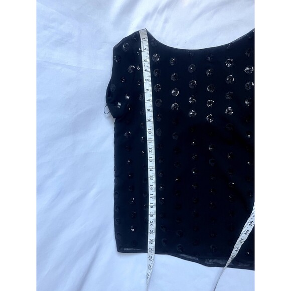Milly Black Short Sleeve Sequined Dot Tee Scoop Back Blouse Size 2 Party Basics - Picture 12 of 12